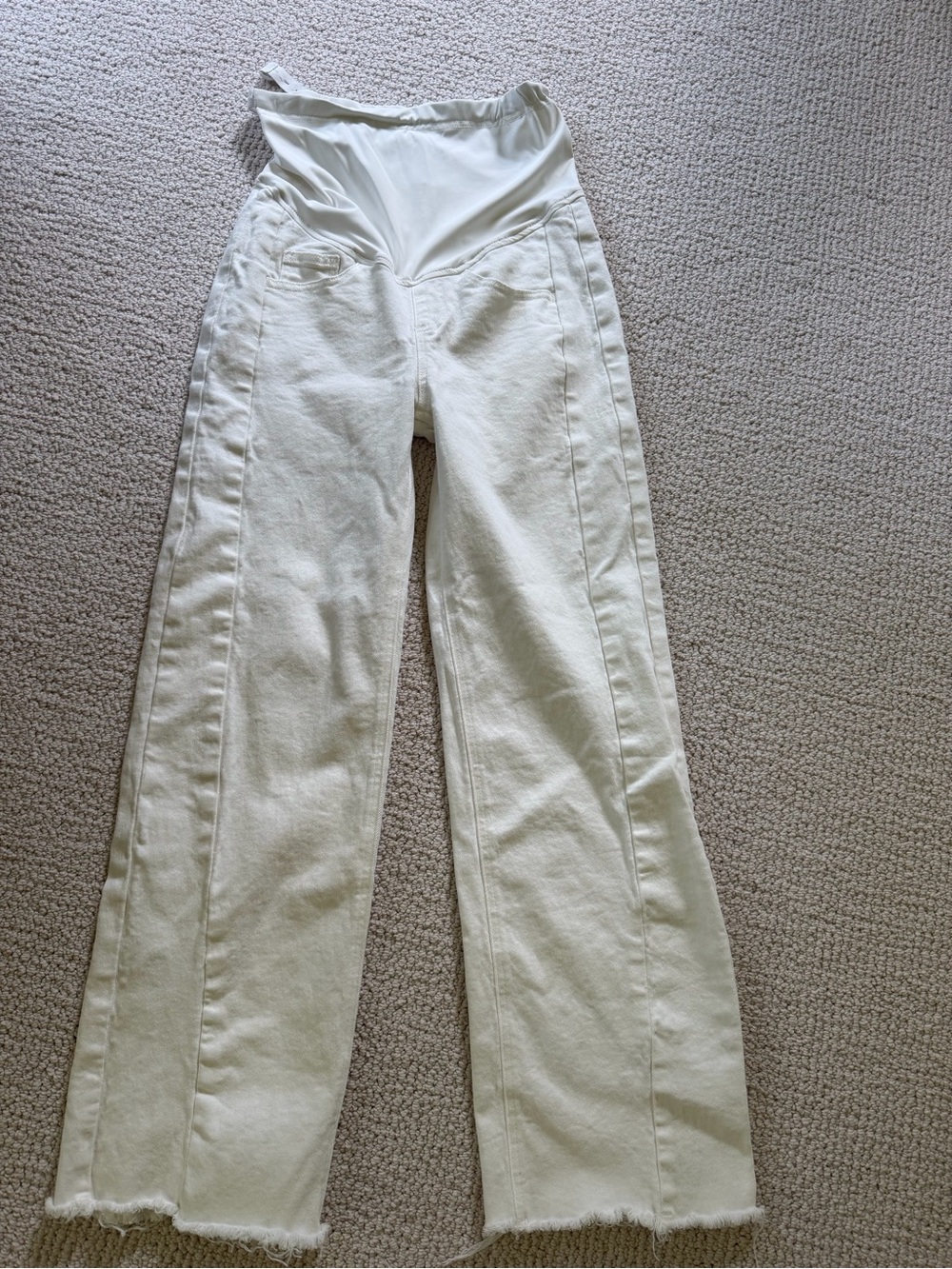 White maternity flare pants